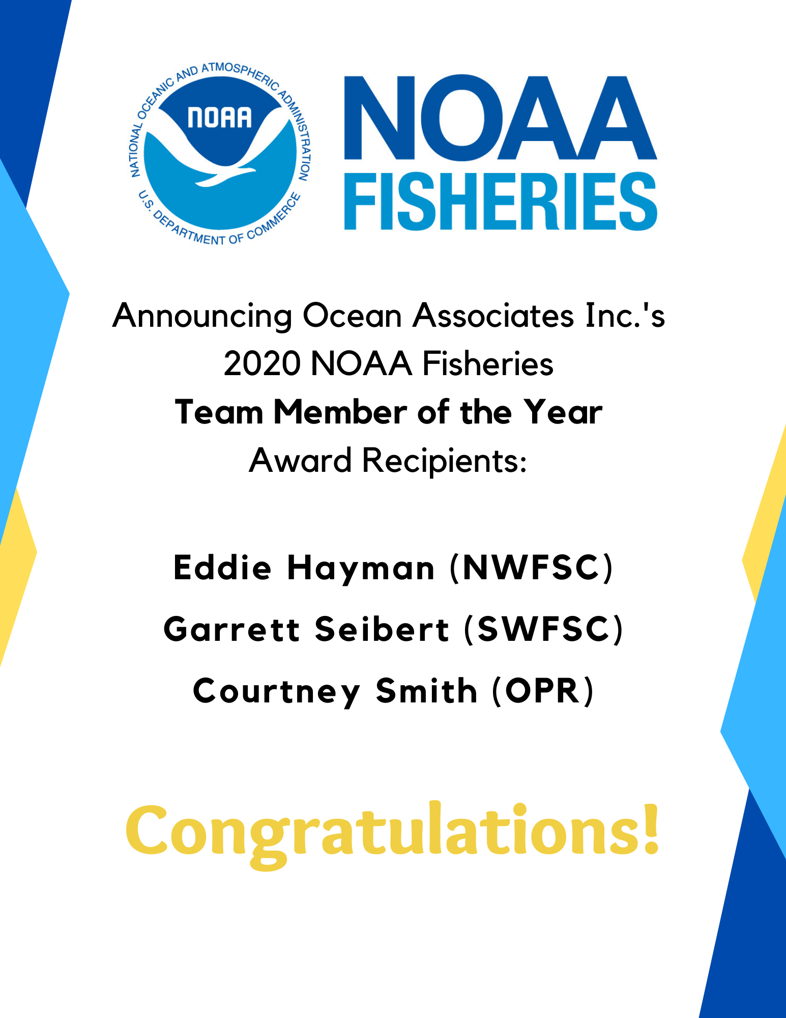 2020 NOAA Team Member of the Year Award Winners